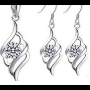 LAST SET: Angel Wing Crystal Necklace and Earrings